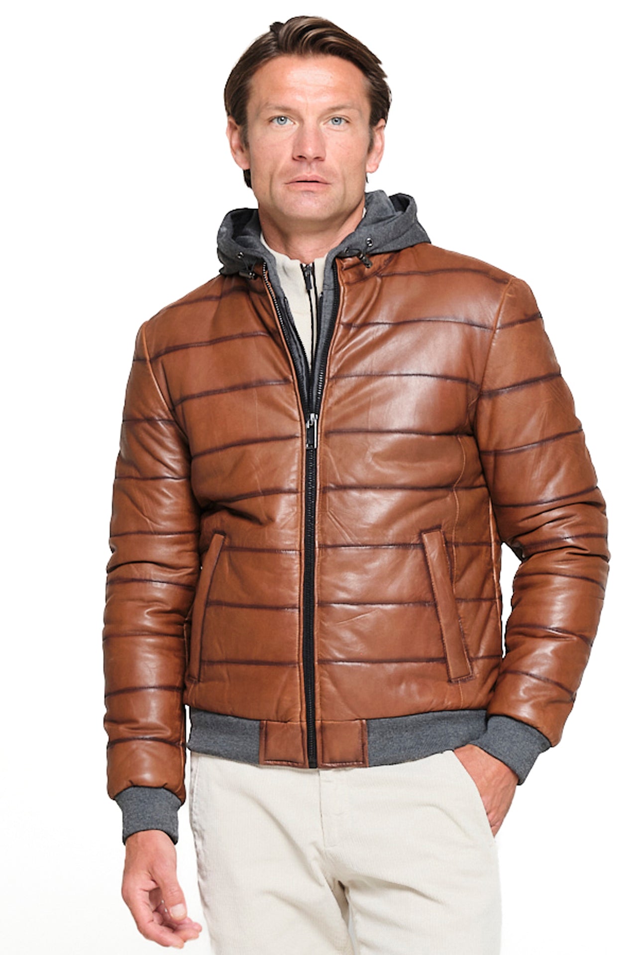 ΑΝΔΡΙΚΟ ΤΑΜΠΑ ΚΑΠΙΤΟΝΕ ΔΕΡΜΑΤΙΝΟ JACKET PORTOBELLO'S