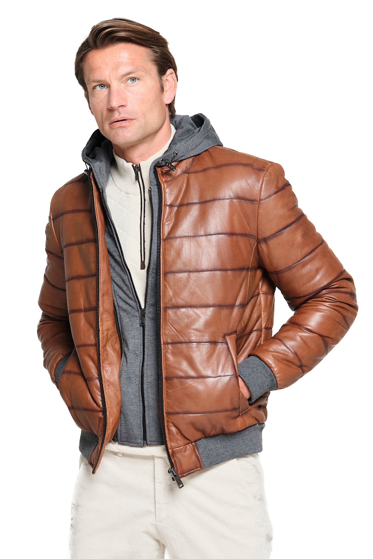 ΑΝΔΡΙΚΟ ΤΑΜΠΑ ΚΑΠΙΤΟΝΕ ΔΕΡΜΑΤΙΝΟ JACKET PORTOBELLO'S