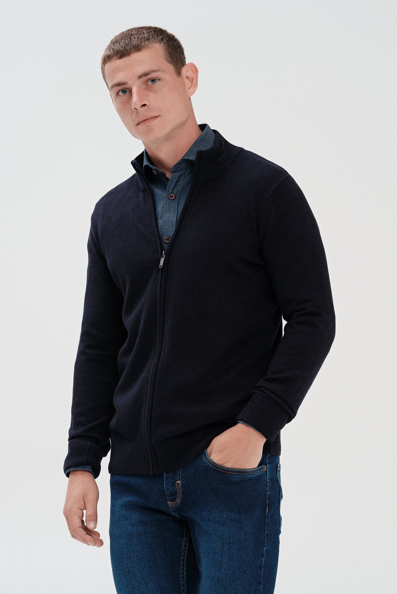 ΑΝΔΡΙΚΗ ΜΠΛΕ ΖΑΚΕΤΑ CARDIGAN PORTOBELLO'S REGULAR FIT