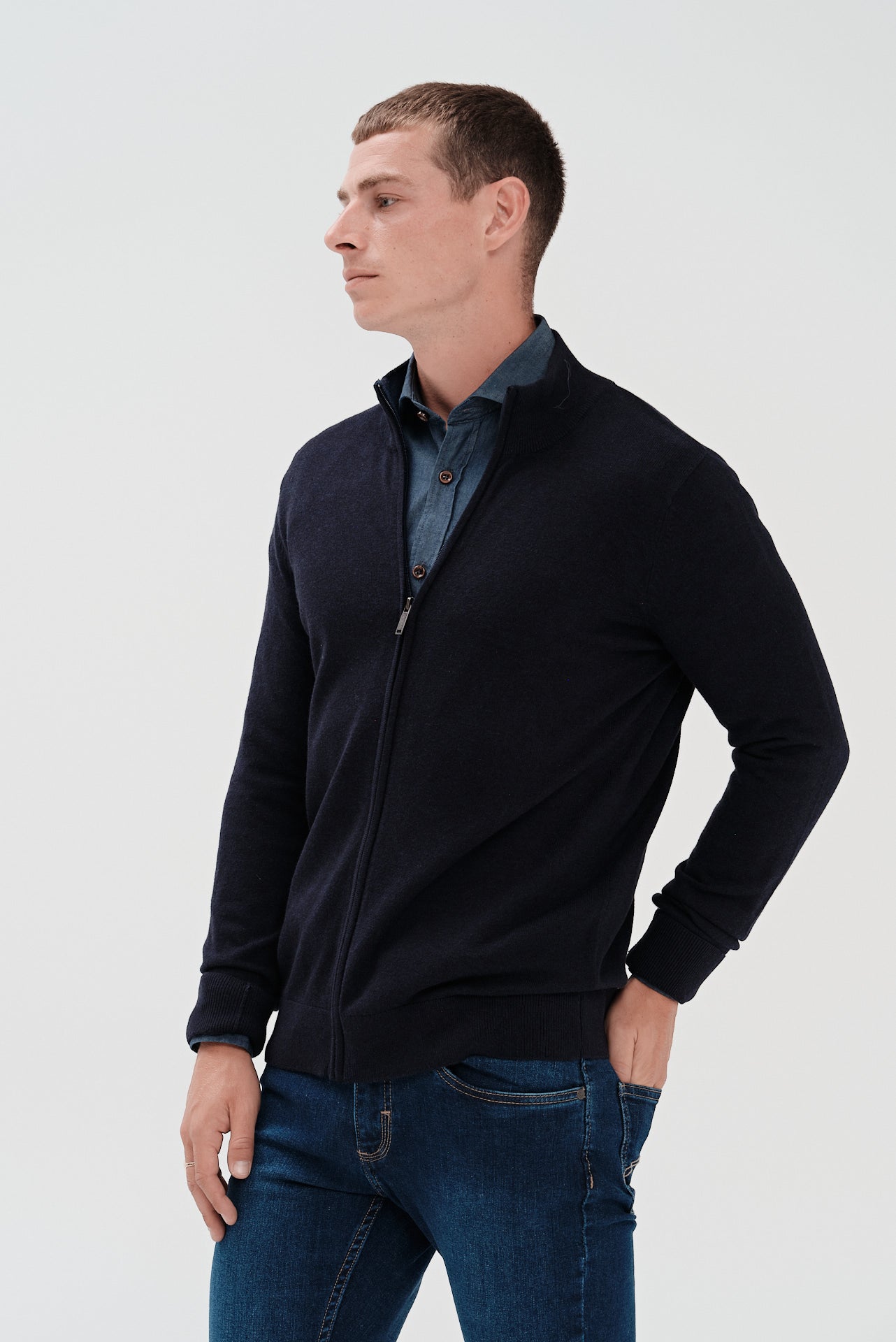 ΑΝΔΡΙΚΗ ΜΠΛΕ ΖΑΚΕΤΑ CARDIGAN PORTOBELLO'S REGULAR FIT